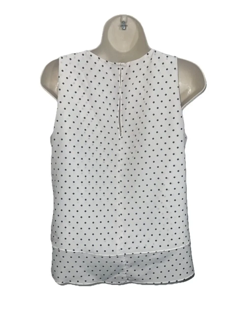 J CREW Women's Size 4 Tiered Polka Dot Blouse with Keyhole Back Black and White